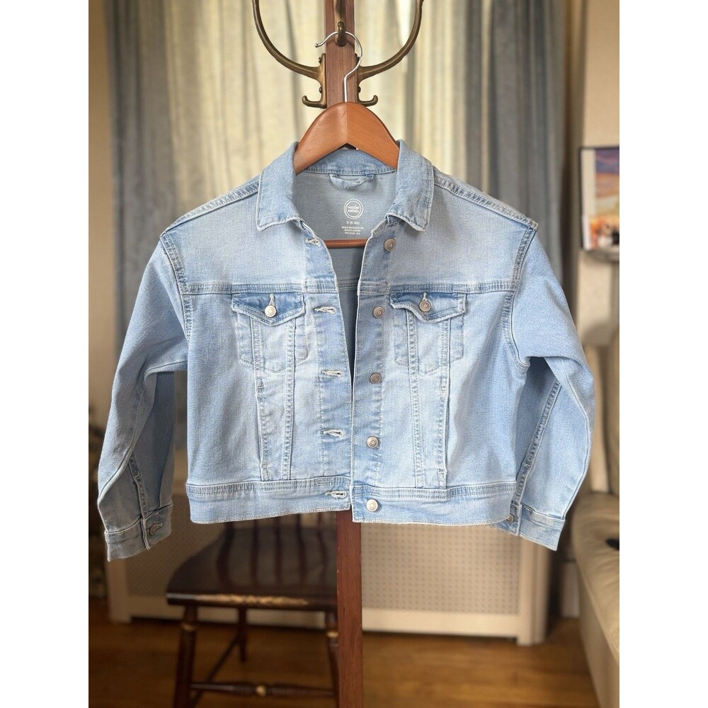 Wonder Nation Girls Blue Denim S- 6- 6X Collared Button Jacket w/ Pockets
